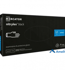 Рукавички нітрилові Nitrylex Black "М" без пудри, чорні (Mercator Medical), 50 пар/пак.